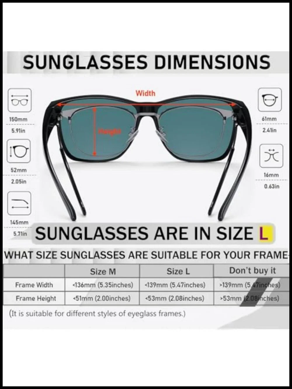 Polarized Sunglasses Fit Over Glasses TR90 Frame UV400 Protection